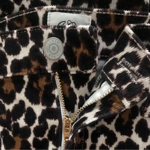 J. CREW ReImagined High Rise Animal Print Pants Stretch Corduroys Jeans - Picture 7 of 12